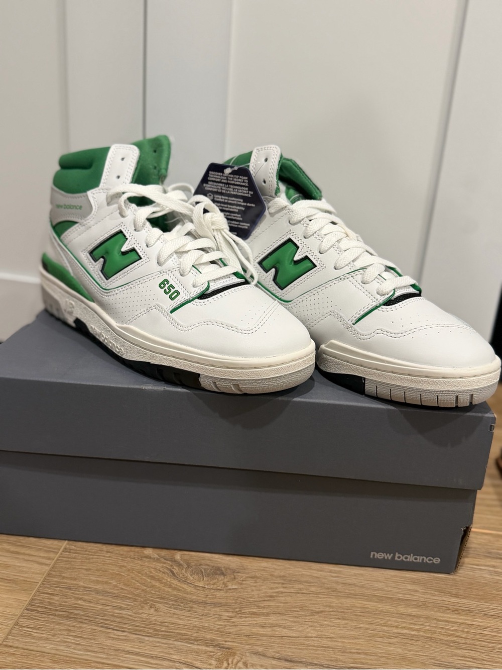 New Balance 650 Mid-Top Sneakers — White & Green